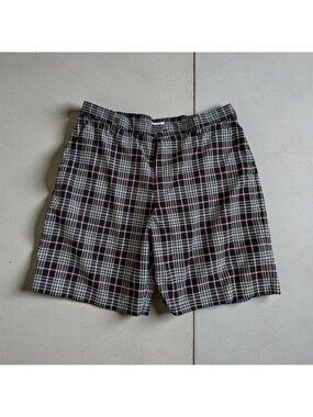IZOD Men's Performance Black Pink Plaid Shorts Size 36